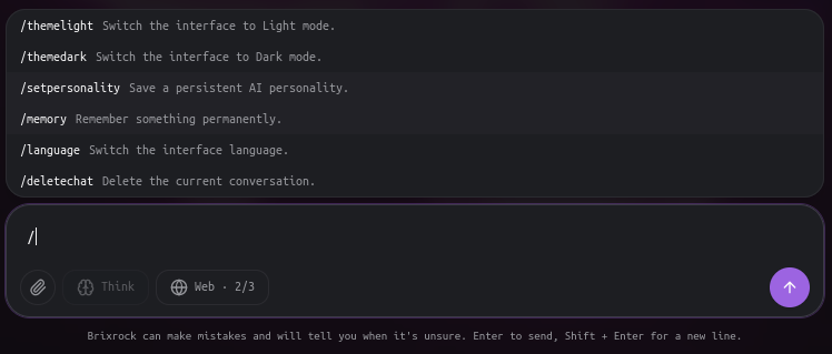 Brixrock commands used inside chat
